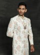 Printed Cream Color Wedding Sherwani